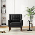 UIXE Faux Leather Accent Chair Modern Arm Club Chair Upholstered Armchair for Living Room Comfy Single Sofa Seats Button Tufted Reading Seating Black