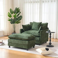 KEIKI Oversized Armchair with Ottoman Chenille Upholstered Sofa Bed Wide Accent Chair Perfect for Living Room Bedroom Apartment Green