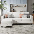 Sectional Sofa and Couches for Living Room 78'' Beige 3 Seat L-Shaped Couch with Movable Ottoman Comfy Linen Convertible Sectionals Sofas with Chaise for Apartment Dorm Small Space