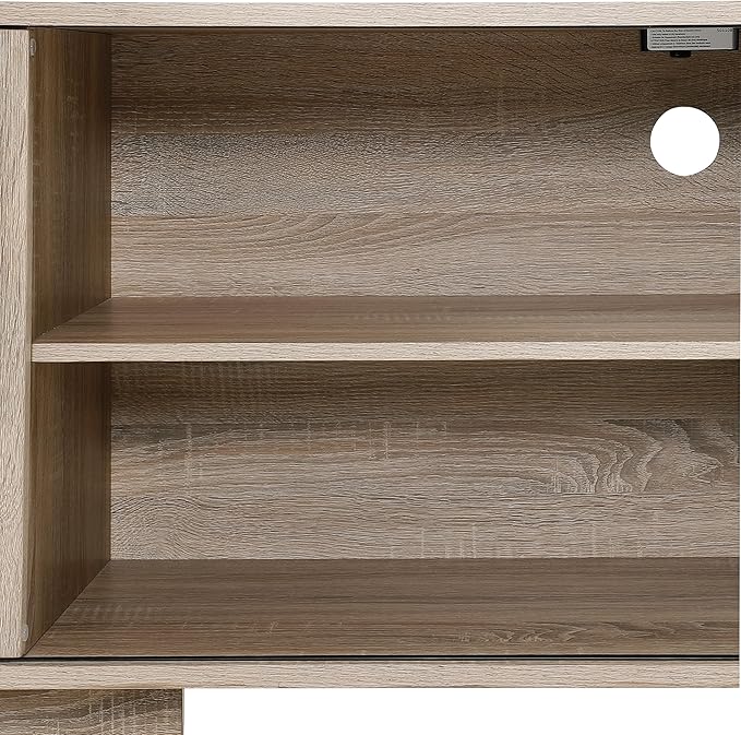 OSP Home Furnishings Ace Contemporary Modern Home Office Desk with Shelf L-Shape with River Oak Finish
