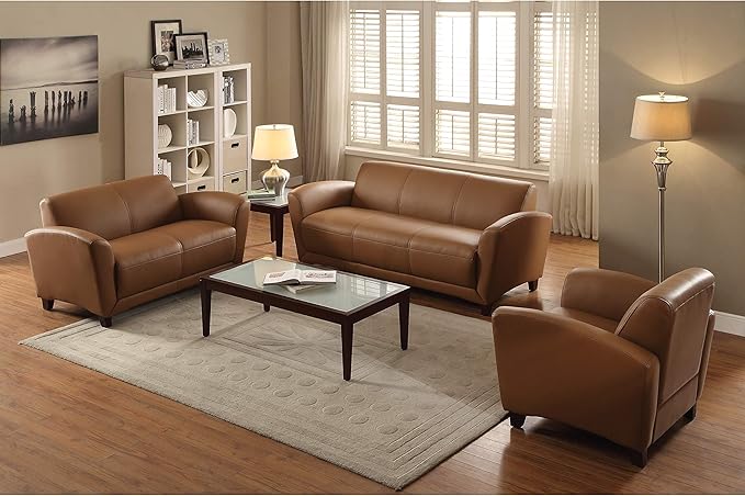 Lorell Mahogany Finish Reception Loveseat