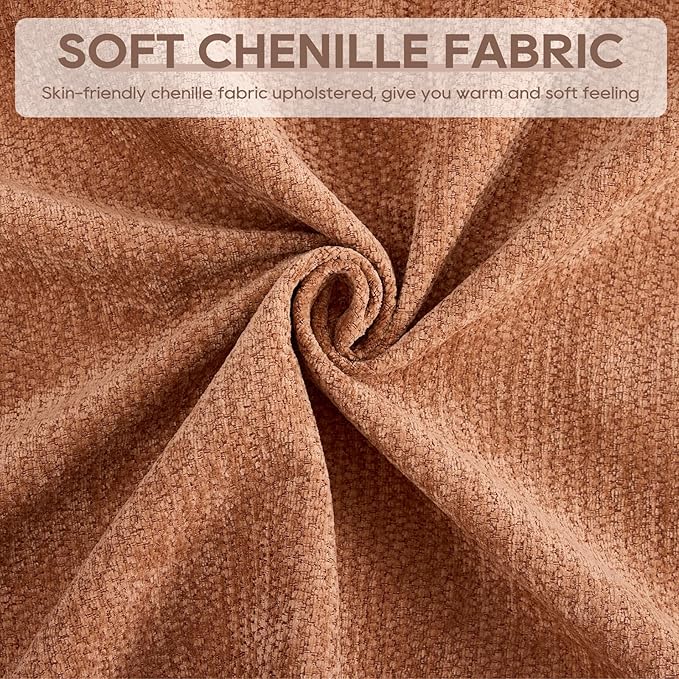 IPKIG 117 Modular Sectional Sofa Chenille U-Shaped Sectional Couch Comfy Upholstered 3 Seat Sofa with 2 Ottoman Deep Seat Cloud Couch Sofa for Living Room Orange | 2 Layer Cushion Cloud Couch Mo