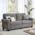 79 inch Modern Classic Upholstered Loveseat Sofa Gray Chenille Fabric Rolled Arms Plush Cushions Living Room Furniture