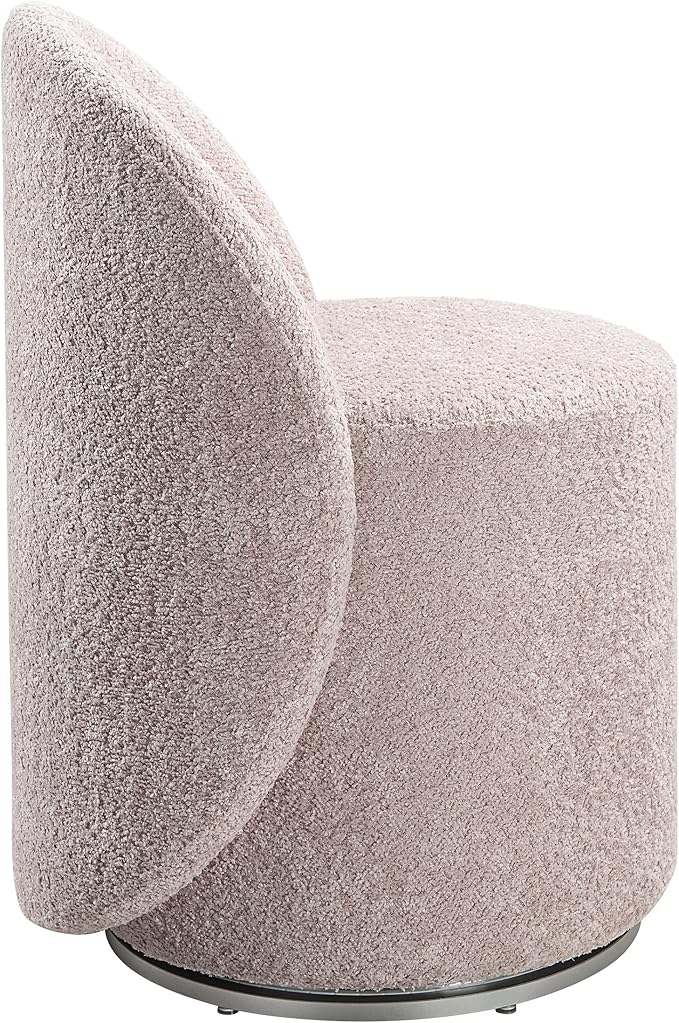 OSP Home Furnishings Lystra Swivel Barrel Vanity Chair with Textured Boucle Fabric Dusty Rose