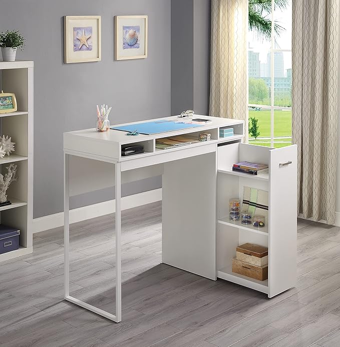 OSP Home Furnishings Ravel Desk with Storage White