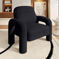 Modern Sherpa Accent Chair Teddy Upholstered Arm Single Sofa Cozy Fluffy Reading Chair for Living Room Bedrooms Corner (Black)
