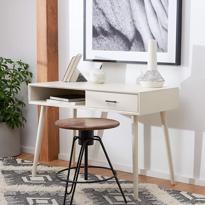 Safavieh Home Collection Remy Distressed White 1-Drawer Writing Desk