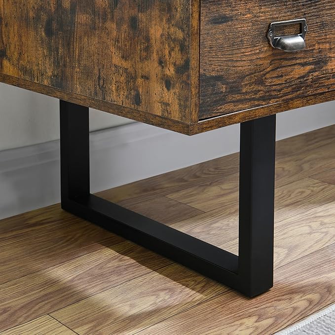 Computer Desk with 4 Drawers for Files Organization Large Home Office Desk with Storage Shelves Industrial Study Writing Table Workstation for Home Office Study Room Dedroom Rustic Brown