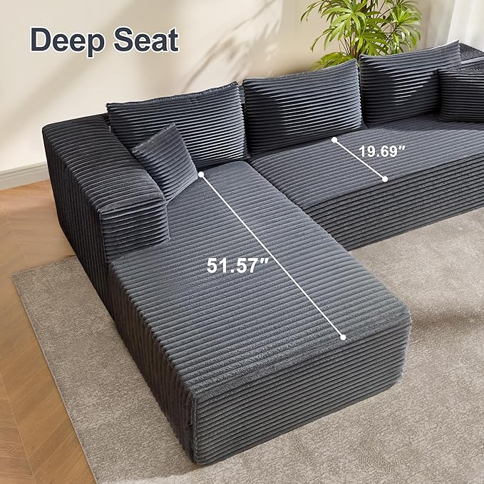 104 Sectional Couches for Living Room Modular Sectional Sofa with Deep Seat L-Shape Couch with Chaise Cloud Couch for Living Room Bedroom No Assembly Required (Flannel Left)