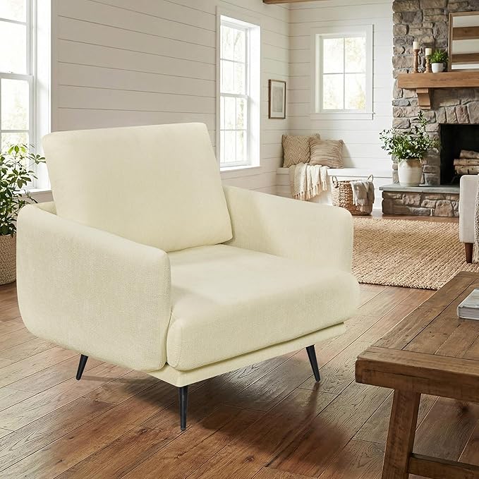 Oversized Accent Chair for Living Room Chairs Reading Arm Chair Comfy Modern Single Sofa Side Chairs with Metal Legs &amp Soft Cushion for Bedroom Waiting Room