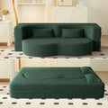 78 Convertible Sofa Bed 2-in-1 Folding Floor Couch with 2 Pillows Sleeper Sofa for Living Room and Bedroom No Assembly Required (Green Teddy Fabric)