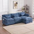 KEIKI 110 L-Shaped Boucle Modular Sectional Chenille Sofa with 1 Ottoman &amp Memory Foam Cushion &amp Phone Holder &amp USB Upholstered Modern Oversized 4-Seater Couch Easy Assembly for Living