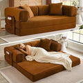 Boneless Couch Folding Couches for Living Room Sofa Futon Sofa Bed with Sleeper Sofa Futon Couch with Fixed-Shape Oversized Corduroy Upholstered (Orange 81 Inches)