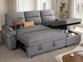 YITAHOME Sectional Sleeper Sofa with Pull Out Couch Bed 81 Convertible Sleeper Sofa with Adjustable Backrest Sofa Bed Sleeper Couch with Armrest &amp USB Port Grey
