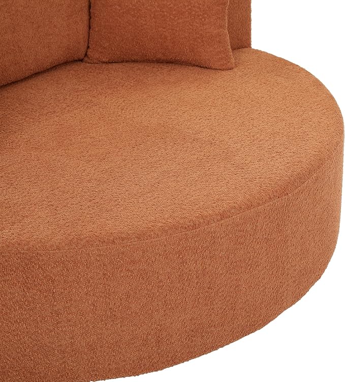 Merax 56 W Accent Chair 360°Swivel Chair with Seat Depth and 3 Removable Pillows Round Barrel Chenille Upholstered Lounge Armchair Sofa Couch for Living Room Bedroom Office or Hotel Orange