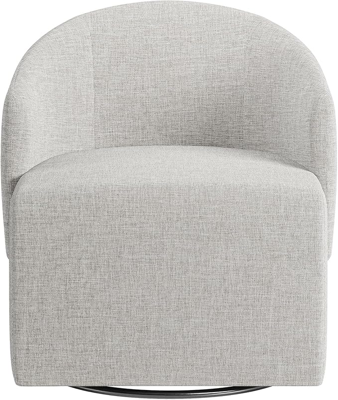 BELLEZE Swivel Accent Chair Modern Upholstered Swivel Armchair 360 Degree Barrel Chair Comfy Corner Chair for Living Room Bedroom - Malta (Light Grey)