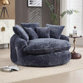 54 Oversized Round Chair Couch Lounge Chaise Indoor Comfy Boneless Sofa for Living Room Cloud Large Circle Couch Chair with 5 Pillows Fluffy Modern Sleeper Sofa Bed for Reading (Blue)