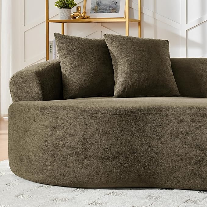 DEINPPA Oversized Modular Couch with 4 Pillows 4-Seater Curved Cloud Sofa Chenille Upholstered Comfy Couch for Living Room Apartment Office No Assembly Needed-Dark Brown