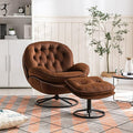 Accent Chair TV Chair Living Room Chair with Ottoman Modern Velvet Lounge Chair with Comfy Armchair with Metal Legs Swivel Leisure Chair for ClubHome OfficeMetal Base Frame (Brown)