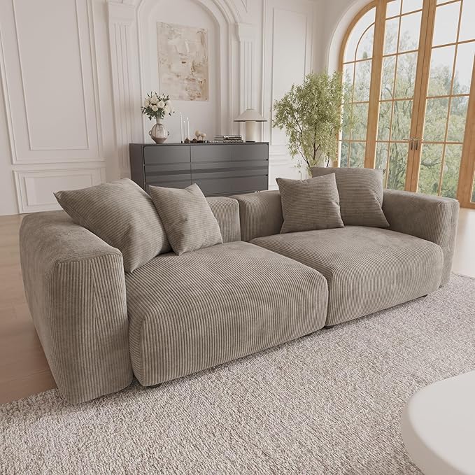 Sectional Couches for Living Room102inch Cloud Couch Modular Sectional SofaModern Corduroy Couch Love SeatCushion Covers Removable&amp Washable (Brown)