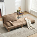 Large 3 in 1 Convertible Futon Sofa Bed Chair 35 W Extra Wide Sleeper Chair Bed with Pull Out Couch Modern Chenille Chaise Lounge Armchair for Living Room Bedroom Playroom Light Brown