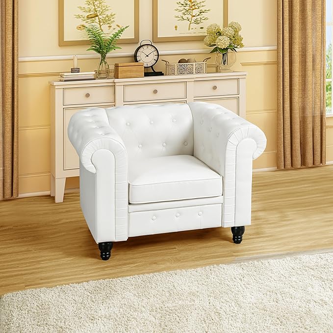 Naomi Home Emery Accent Chair Off White - Compact Tufted Elegance