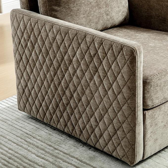 KEIKI Modern Upholstered Swivel Accent Armchair with Storage Tufted Lounge Chair for Reading Corners