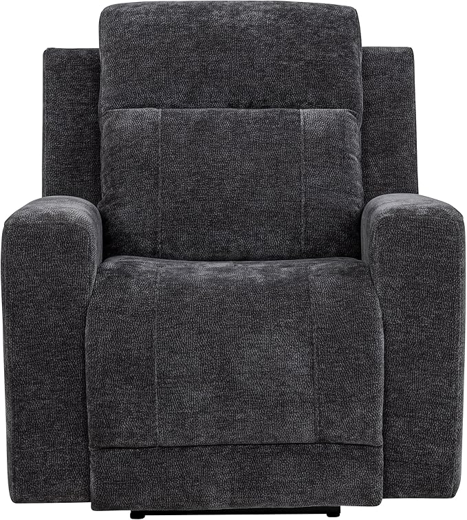 Coaster Home Furnishings - Kennett - Chenille Upholstered Power Recliner Chair with Push-Button Mechanism Built-in Ports Padded Headrest - Living Room - Dark Grey - 610156P