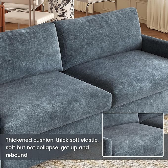70.07 Blue Loveseat Sofa Upholstered Deep Seat Sofa for Small Spaces 2-Seater Couch Soft Polyester Blue Velvet Breathable &amp Easy to Clean