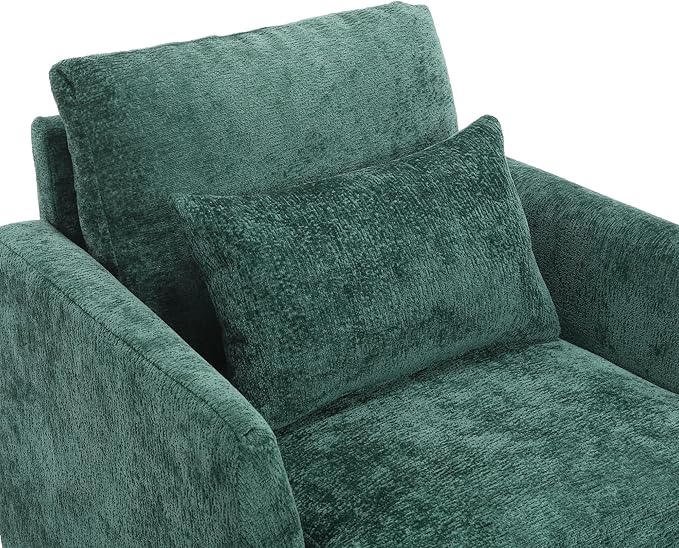 Modern Accent Chair 29'' W Comfy Chenille Tufted Lounge Armchair for Living Room Upholstered Mid Century Reading Nook Chairs Single Sofa Chair Solid Wood Frame (Emerald)