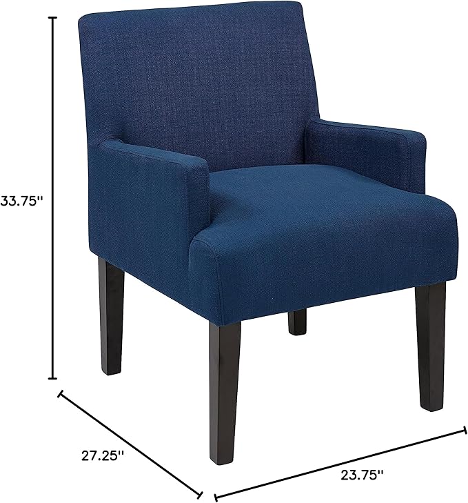 OSP Home Furnishings Main Street Upholstered Guest Chair with Espresso Finish Accents Woven Indigo Fabric