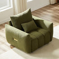 Modern Accent Chair with One Pillow 36.8'' Teddy Fabric Upholstered Sofa with Solid Wood Frame Single Sofa Lounge Chair for Apartment Office Living Room (Green * Pillow98)