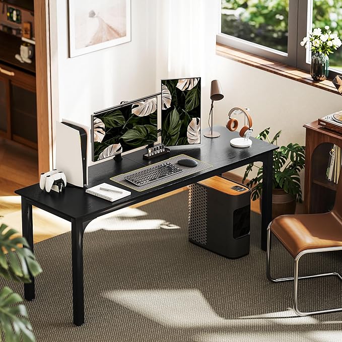 HOMCOM Modern Simple Large Computer Desk 71 Long Home Office Desk for Two Person Multi-Purpose Computer Table for Home Office Study Black