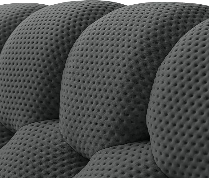JACH Bubble Sofa with Ottoman Curved Couch Comfy Upholstered Sofa Mesh Fabric 3D Honeycomb Shape Modern Couch for Living Room Office Apartment Small Space (Grey)