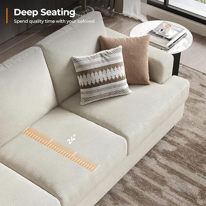 Fadware Sofa Couch 3 Seater Sofa with Suppleness Armrests Fabric Deep Seat Sofa with Upholstered Cushion&amp Backrests Modern Comfy Couch for Living Room Apartment