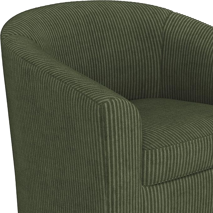 Topeakmart Corduroy Club Chair Modern Accent Chair and Cozy Barrel Chair with Sturdy Wood Legs for Living Room Bedroom Reception Room Dark Green