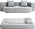 Folding Sofa Bed Convertible Futon Sleeper Bed 2-in-1 Foldable Floor Mattress with 2 Pillows Breathable High-Density Foam Lazy Couch Twin Size Comfy Lounge Chair Light Gray