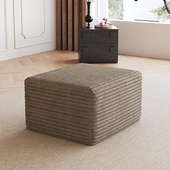 25.6 Corduroy Ottoman Seat Module for Modular Sectional Sofa DIY L-Shaped &amp U-Shaped Plush Corduroy Sofa for Living Room Camel