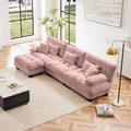Modular Sectional Sofa for Living Room134 L-Shaped Comfy Couch with Ottoman Oversized 3 Seater Pink Sectional Couches with Pillows Fluffy Couch Set with Deep Seat