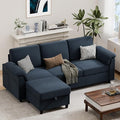 Vongrasig 79 Convertible Sectional Couches Sofa with Storage Ottoman 3 Seat L Shaped Couch with Side Storage Pockage Small Couches for Living Room Apartment and Small Space Dark Blue