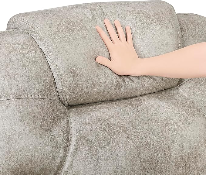 Lexicon Manual Double Reclining Loveseat Polished Microfiber Manual Wall Hugger Loveseat Recliner for Living Room Center Storage Console/Cup Holders/Pillow Top Arm Easy Assembly Pewter