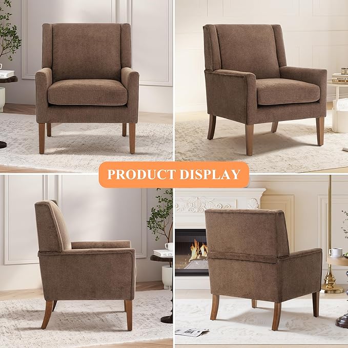 Accent Chairs for Living Room Mid-Century Wooden Fabric Living Room Chairs Arm Chair Side Chairs for Living Room Bedroom Reading Nook