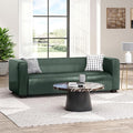 80.25 PU Leather Upholstered Couch Modern 3 Seater Sofa with Tufted Back and Square Arms Nailhead Sofa for Living Room Office Apartment Small Space Green