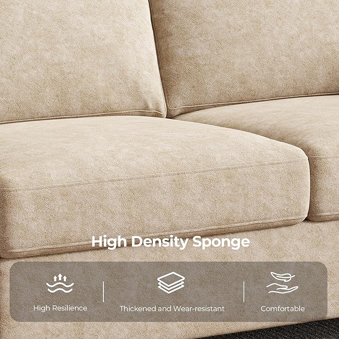 2 Seater Sofa Couch with Deep Seat 64 Modern Upholstered Loveseat Sofa with Armrests Easy Installation Comfy Couches for Living Room Apartment Beige