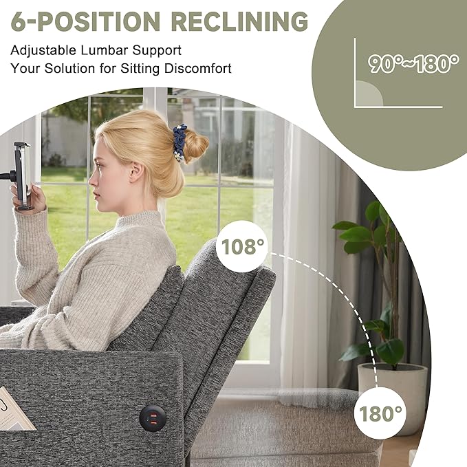 Sleeper Loveseat with USB and Type-C Ports 3 in 1 Convertible Sofa Bed with Phone Holder Pull Out Sofa Bed Loveseat Sleeper Sofa for Living Room Adjustable Backrest Side Pockets Dark Grey