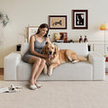 63 Cloud Loveseat Sofa Couch No Assembly Required 2 Seater Foam Floor Couches Modern Apartment Deep Seat Sofas with Corduroy FabricSmall Love SeatWhite