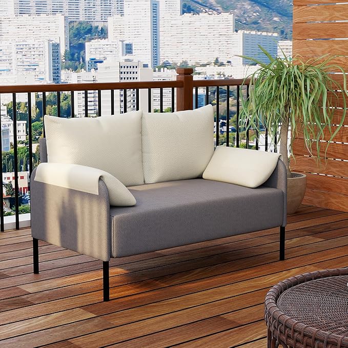 LSSBOUGHT Modern Loveseat SofaChenille Fabric Armchairs Accent ChairLiving Room Chair for BedroomApartmentSmall Space (Gray 1 Loveseat)
