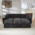 KEIKI 108 Oversized Chenille Modular Sectional Sofa with 3 Ottoman &amp High-Density Foam Cushion &amp Pillows Upholstered Modern Cloud 3-Seater Couch Easy Assembly for Living Room Black