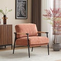 Christopher Knight Home Varsts 27.56 Accent Armchair with Plush Cushions Modern Seating Club Chair Minimalist Metal Frame and Wooden Armrest Design for Cozy Living Room Bedroom Office Orange