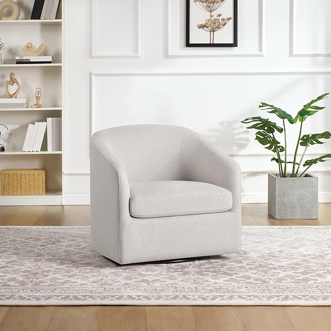 OSP Home Furnishings Parker Upholstered Swivel Tub Accent Chair Cream Fabric